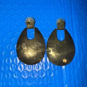 large, hammered brass teardrop drop earrings